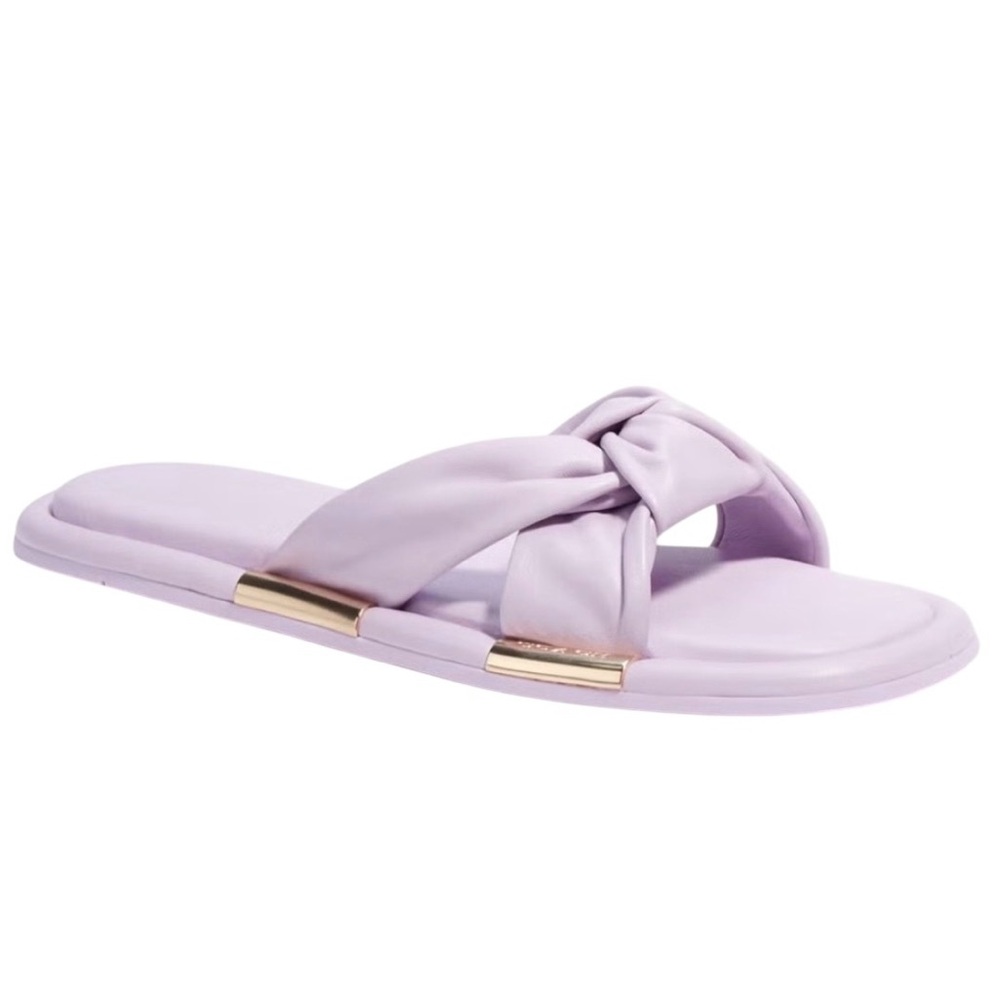 COACH BROOKLYN Violet Purple Leather Slides Sandals